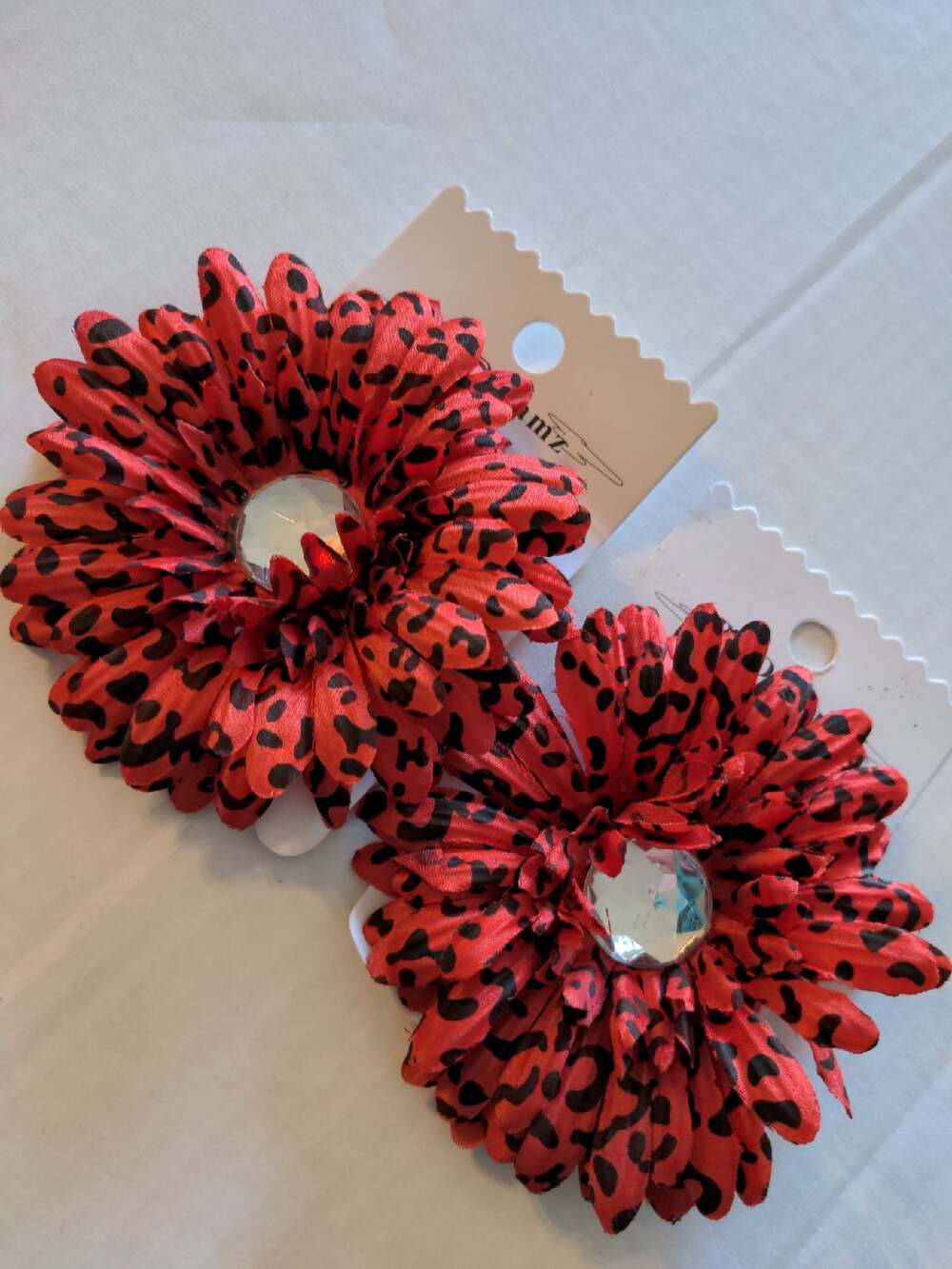 Two Boutique Red Cheetah Hair Clips 4 inch EW
